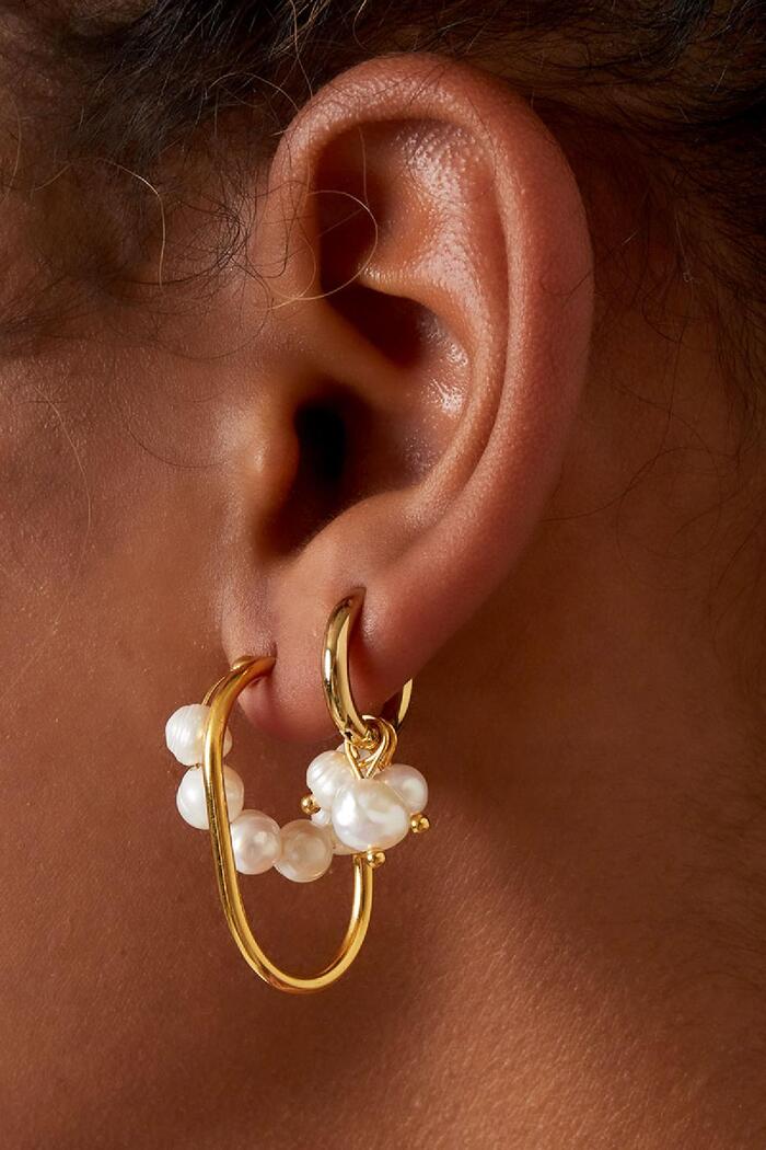 Ohrringe mit baumelnden Perlen Gold Edelstahl Bild3